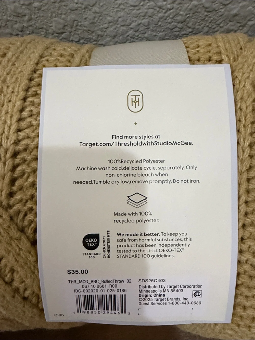 Threshold Studio McGee Golden Yellow Cable Knit Throw NEW